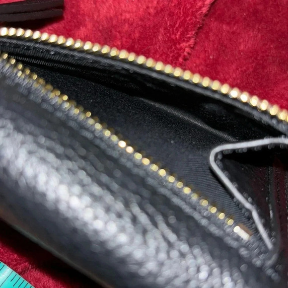 Tory Burch Trifold Compact Wallet in Black Pebbled Leather - Picture 11 of 16